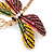 Multicoloured Crystal Dragonfly Keyring/ Bag Charm In Gold Tone Metal - 10cm L - view 6