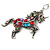 Multicoloured Crystal Unicorn Keyring/ Bag Charm In Aged Silver Tone Metal - 13cm L - view 2
