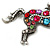 Multicoloured Crystal Unicorn Keyring/ Bag Charm In Aged Silver Tone Metal - 13cm L - view 4