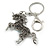Multicoloured Crystal Unicorn Keyring/ Bag Charm In Aged Silver Tone Metal - 13cm L - view 6