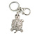 Clear Crystal Turtle Keyring/ Bag Charm In Silver Tone - 11cm L - view 2