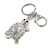 Clear Crystal Turtle Keyring/ Bag Charm In Silver Tone - 11cm L - view 3