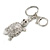 Clear Crystal Turtle Keyring/ Bag Charm In Silver Tone - 11cm L - view 5