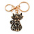Hematite Crystal Kitty Keyring/ Bag Charm In Gold Tone - 11cm L - view 2
