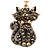 Hematite Crystal Kitty Keyring/ Bag Charm In Gold Tone - 11cm L - view 3