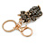 Hematite Crystal Kitty Keyring/ Bag Charm In Gold Tone - 11cm L - view 5