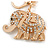 Clear Crystal Elephant Keyring/ Bag Charm In Gold Tone - 10cm L - view 2