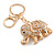 Clear Crystal Elephant Keyring/ Bag Charm In Gold Tone - 10cm L - view 3