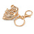 Clear Crystal Elephant Keyring/ Bag Charm In Gold Tone - 10cm L - view 4