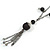 Black Long Double Tassel Fashion Necklace - view 10