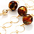 Gold Cirlce Brown Bead Layered Necklace - view 6