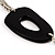 Long Black Oval Resin Bead Costume Necklace In Silver Plated Metal - 108cm L - view 9