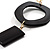 Statement Long Black Resin Fashion Necklace In Gold Plated Metal - 90cm L - view 6