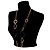 Statement Long Black Resin Fashion Necklace In Gold Plated Metal - 90cm L - view 4