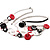 Long White&Black Leather Cord Button Abstract Fashion Necklace - view 6