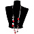 Long White&Black Leather Cord Button Abstract Fashion Necklace - view 3