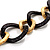 Long Alternate Black And Gold Oval Link Costume Necklace - view 6