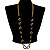 Long Alternate Black And Gold Oval Link Costume Necklace