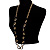 Long Alternate Black And Gold Oval Link Costume Necklace - view 4