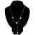 Gold Tone Textured Fashion Drop Necklace