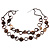 Boho Chic Brown Beige Two Strand Shell Disk Fashion Necklace - view 2