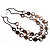 Boho Chic Brown Beige Two Strand Shell Disk Fashion Necklace