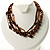 7-Tier Simulated Pearl & Dark Brown Sparkle Cord Necklace - view 6