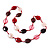 Long Plastic Flat Oval Bead Pink And Red Necklace - 108cm L
