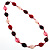 Long Plastic Flat Oval Bead Pink And Red Necklace - 108cm L - view 2