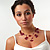 Raspberry Plastic And Simulated Pearl Illusion Necklace - view 3