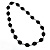 Long Plastic Flat Oval Bead Jet Black Necklace - view 5