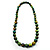 Long Wood Graduated Green Colour Fusion Necklace - view 2