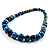 Long Wood Graduated Blue Colour Fusion Necklace - view 7