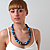 Long Wood Graduated Blue Colour Fusion Necklace - view 2