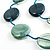 Long Plastic Flat Oval Bead Teal Necklace - 108cm L - view 3