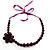 Purple Flower Resin Ribbon Necklace