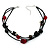 3 Strand Beaded Necklace (Black & Red) - view 2