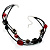 3 Strand Beaded Necklace (Black & Red) - view 4