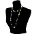 Long Flat Beaded Fashion Necklace (Beige, Malachite & Dark Green) - view 5