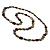 Long Flat Beaded Fashion Necklace (Beige, Malachite & Dark Green) - view 10