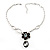 Rhodium Plated Floral Drop Pendant Necklace - view 2