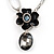 Rhodium Plated Floral Drop Pendant Necklace - view 5