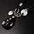 Black Enamel Teardrop Crystal Cord Pendant Necklace - view 6
