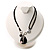 Black Enamel Teardrop Crystal Cord Pendant Necklace - view 3