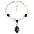 Rhodium Plated Oval Link Enamel Y-Necklace (Black) - view 4
