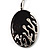 Rhodium Plated Oval Link Enamel Y-Necklace (Black) - view 5