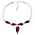 Red Enamel Leaf Necklace (Silver Tone) - view 6