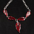 Red Enamel Leaf Necklace (Silver Tone) - view 7