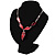 Red Enamel Leaf Necklace (Silver Tone) - view 4