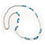 Long Oval Link Enamel Fashion Necklace (Glittering Blue)
